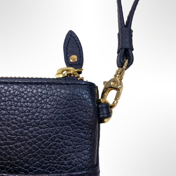 Lodis Italian Black Pebbled Leather Wristlet Wallet Clutch - Stylish & Practical - Picture 5 of 8